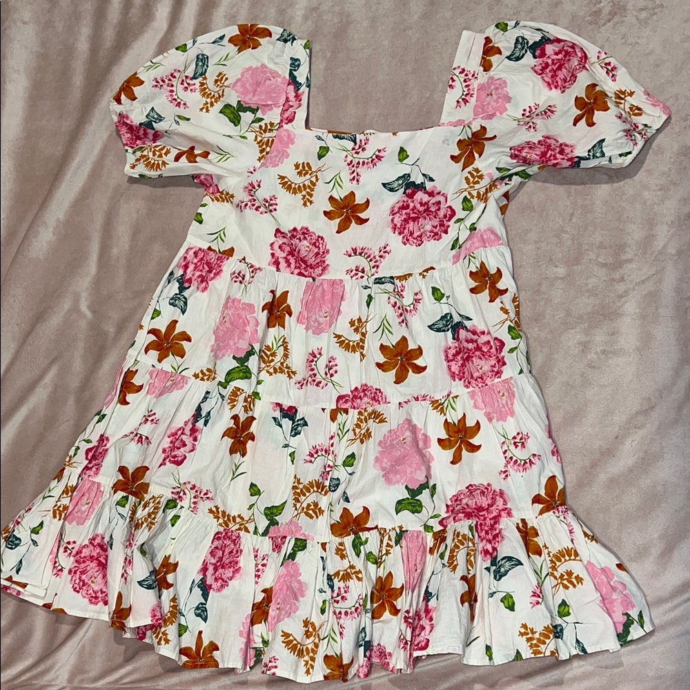 Macy's Floral Casual Dress - Pink and White